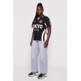 thumbnail image 3 of Women's Plus Size Color Blocked Tokyo Racing Graphic Polo Top, 3 of 4