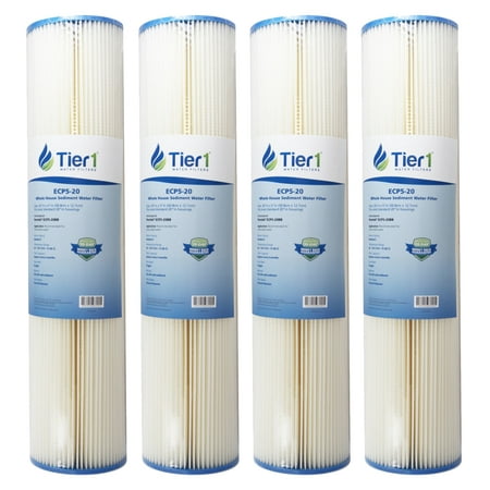 Tier1 Replacement for Pentek ECP5-20BB 5 Micron 20 x 4.5 Pleated Cellulose Sediment Water Filter 4 Pack - Not for Well