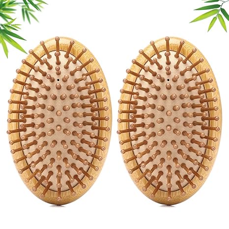 cepillos de bambú para el crecimiento del cabello, diseño sin mango, cepillo de bambú para el cuero cabelludo natural, mini peine de masaje con cojín de aire antiestático para mujeres, hombres y niños