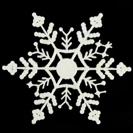 Leo Martinez White Christmas Club Pack of 12 White Glitter Snowflake Christmas Ornaments 6.25