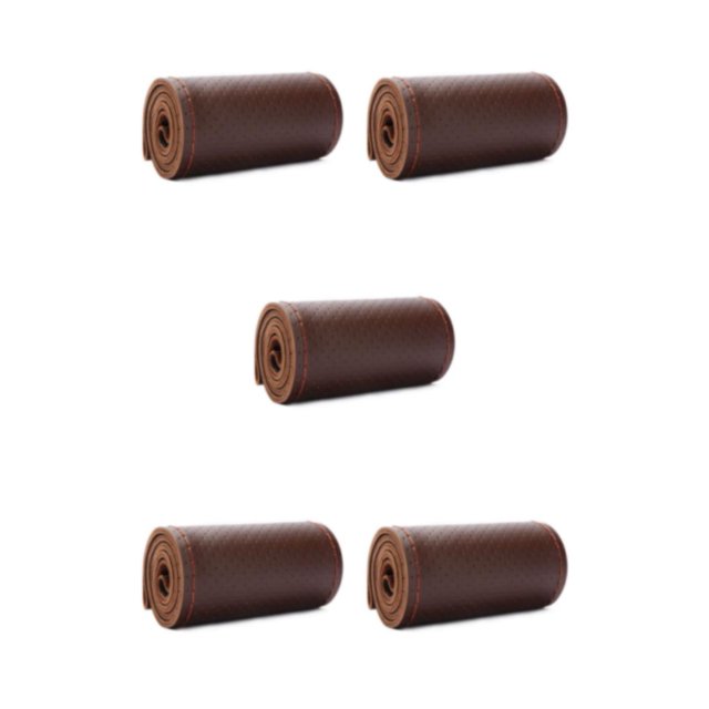 Dalazy 1/2/3/5 DIY Soft Fiber Leather Steering Wheel Covers - Personalize Driving Experience And Non Slide Whole hole coffee 5PCS