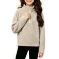 thumbnail image 3 of Falkdiz Long Sleeve Sweatshirts for Girls Warm Winter Pullover Outdoor 1/4 Zipper Casual Solid Color High Neck Girls Shirts Khaki , Size: 120, 3 of 8