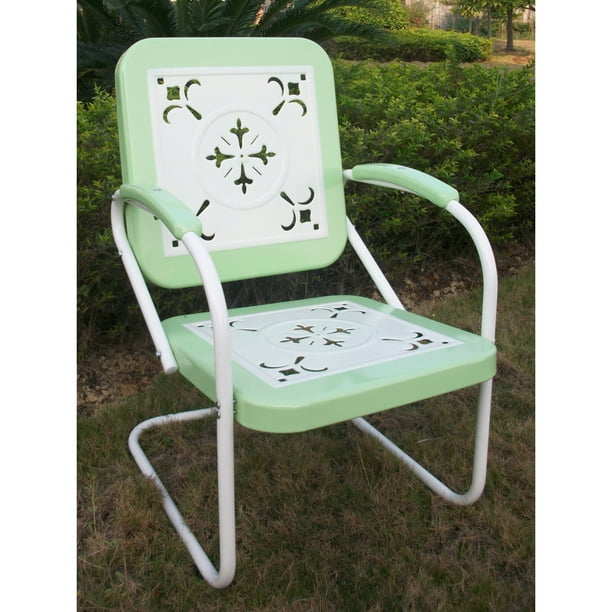 4d Concepts Metal Retro Chair Finish Lime White Walmart Com Walmart Com