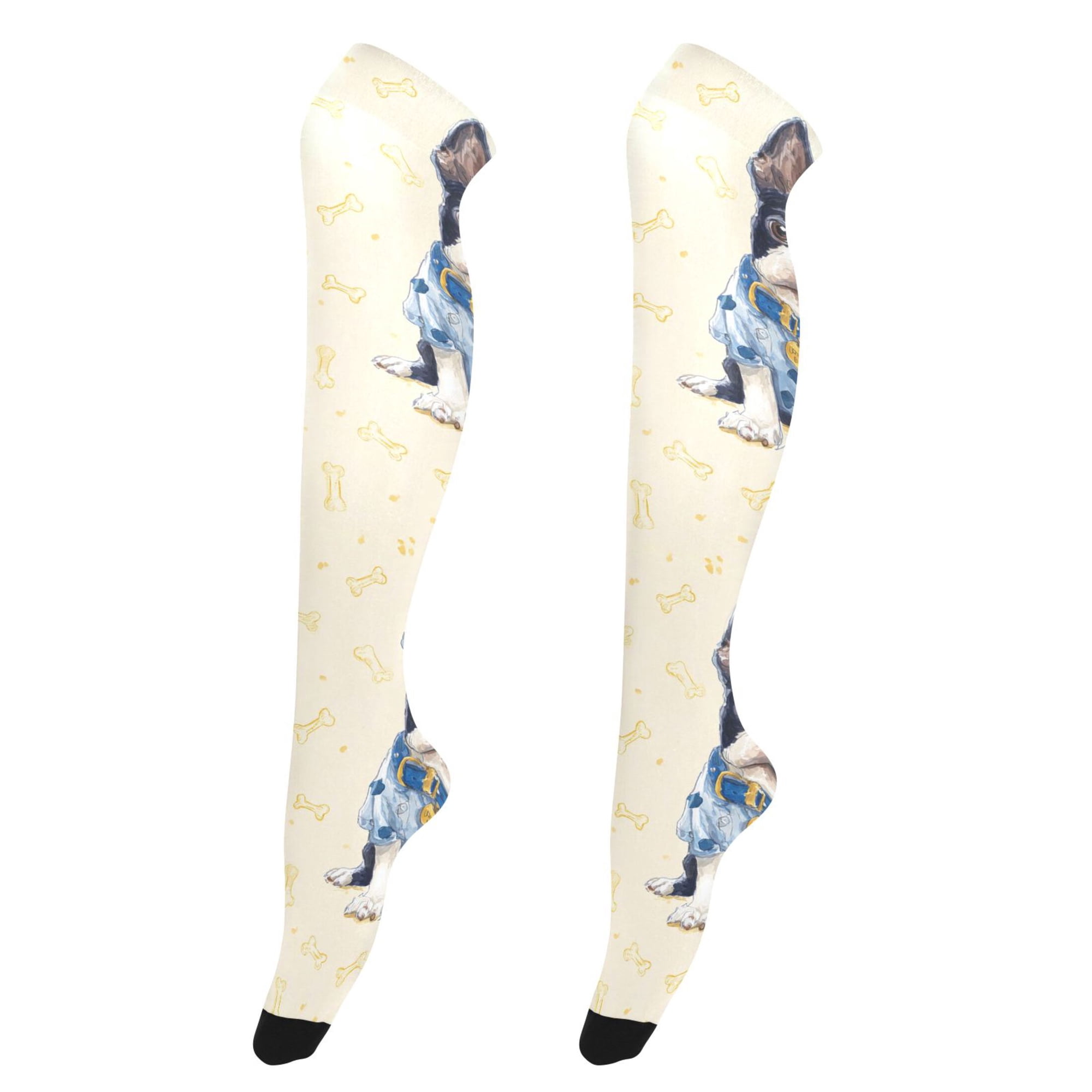 Women s Knee-High Socks Dog with A Blue Collar High-Knee Stocking Suitable for Parties Home and Sports