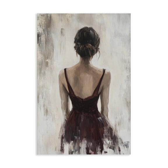 Stupell Industries Transitional Portrait of Woman in Burgundy Canvas Art, 16 x 24, by Petals Prints Design