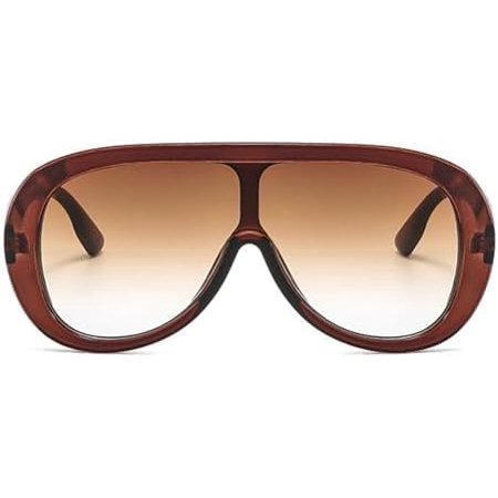 Oversized Pilot Sunglasses Women Fashion Big Frame One Piece Sun Glasses Mask Goggle Trendy Metal Frame Oval Shades