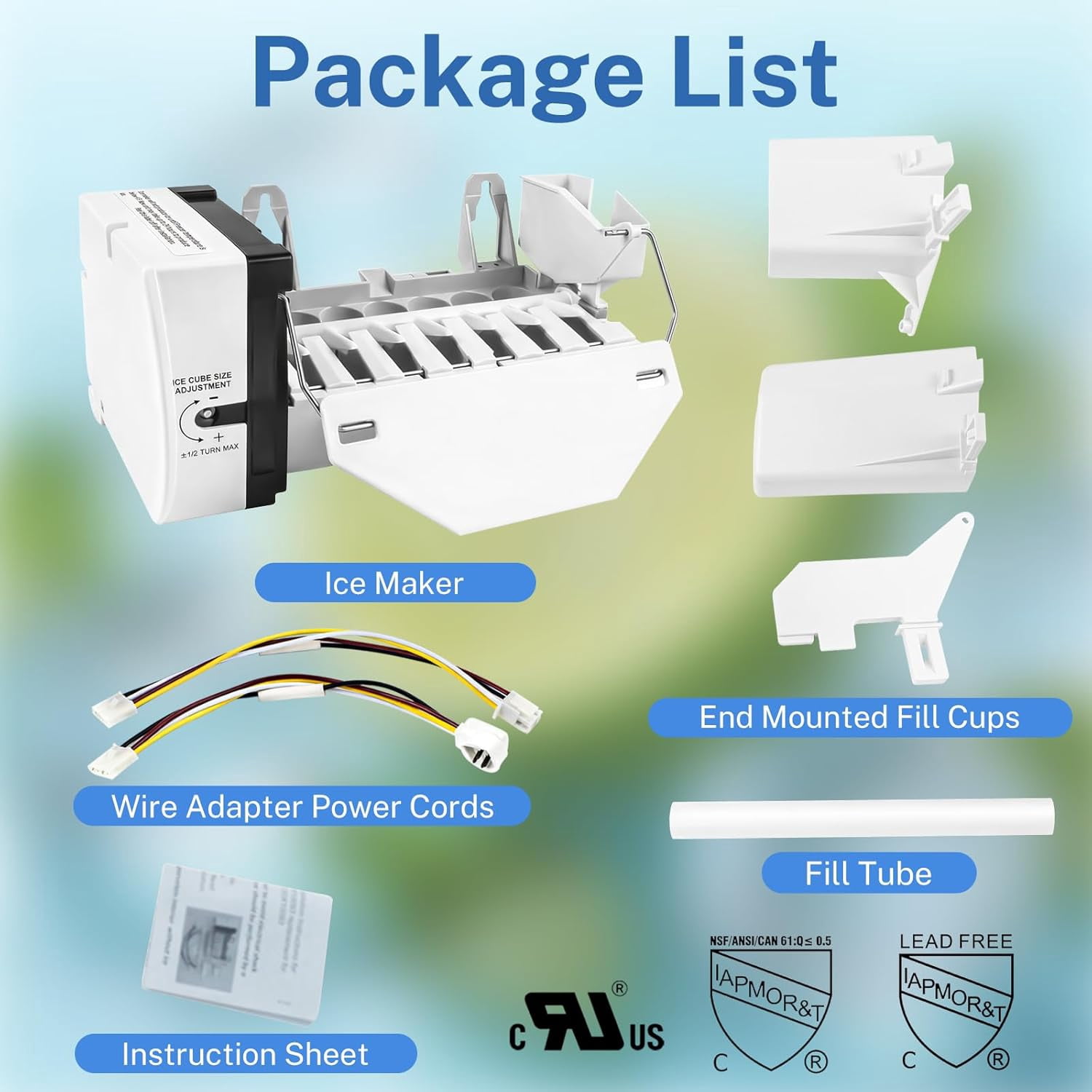 WR30X10093 WR30X10061 Ice Maker Kit, 160W 115V Automatic Ice Making, Compatible with GE, Hotpoint, Kenmore Refrigerators, Replaces WR30X10014, WR30X10012, 1399596 and More