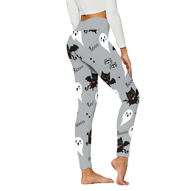 Aayomet Women Halloween Print for Yoga Running Day Control Workout Pants  Pilates Crazy Yoga Pants with Pockets for (Gray, XXL)