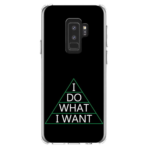 DistinctInk Clear Shockproof Hybrid Case for Samsung Galaxy S9  PLUS (6.2" Screen) - TPU Bumper, Acrylic Back, Tempered Glass Screen Protector - I Do What I Want