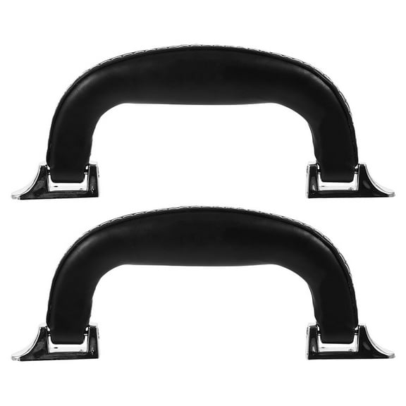 Dayesque 4-Pack Vintage Black PU Replacement Handles for Suitcase, Luggage, Toolbox, Travel, Instrument & Wine Cases