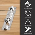 thumbnail image 2 of MasteelfCA 2PC Door Security Slide Latch Lock with Solid Heavy Duty Steel Safe Private Brushed Nickle Finish Door Latch Sliding Lock (Silver), 2 of 8
