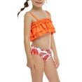 thumbnail image 4 of Fesfesfes Girls Floral Print Double Ruffle Two-Piece Bikini Set, XL, 4 of 8