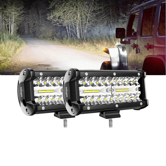 Nilight 2PCS 6.5 Inch 120W Spot and Flood Combo LED Light Bar, Triple Row Off-Road Driving Lights for Truck Car ATV SUV Jeep Boat, Waterproof Work Light