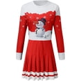 thumbnail image 5 of Lanhui Women Casual Round Neck Christmas Deer Snowflake Print Long Sleeve Mini Dress, 5 of 6