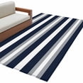 thumbnail image 2 of Navy Blue Grey Striped Area Rug 4x6 FT, Non Slip Kids Room Carpet, Farmhouse Stripes Minimalist Washable Soft Floor Carpet Non-Shedding Throw Rug for Dorm Kitchen Study Room Home Office Bedside, 2 of 9