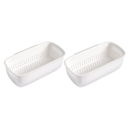 

2Pcs Double-layer Baskets Wall Mount Vegetable Storage Baskets Drain Baskets (White)