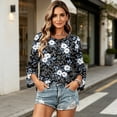 thumbnail image 4 of Womens Floral Print Tops Casual 3/4 Sleeve Tunic Shirts Loose Fit Crew Neck Blouses Lightweight Spring Summer Tops, 4 of 7