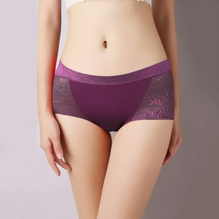 

Aayomet Underpants For Women Cotton Thongs For Women Sexy Lace Women’s Underwear Breathable No Show T Back Tanga Panties Purple XL