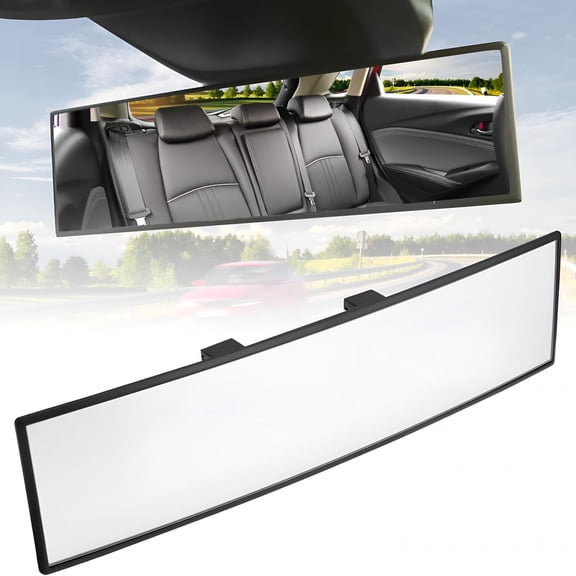 RIONIMA Rear View Mirror,Universal 11.81 Inch Panoramic Convex Interior Clip-On Wide Angle Mirror to Reduce Blind Spot Effectively for Car Suv Trucks - Clear