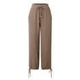 thumbnail image 6 of Women's Casual Pants Elastic Waist Drawstring Loose Fit Linen Trousers with Pockets for Everyday Wear, 6 of 8