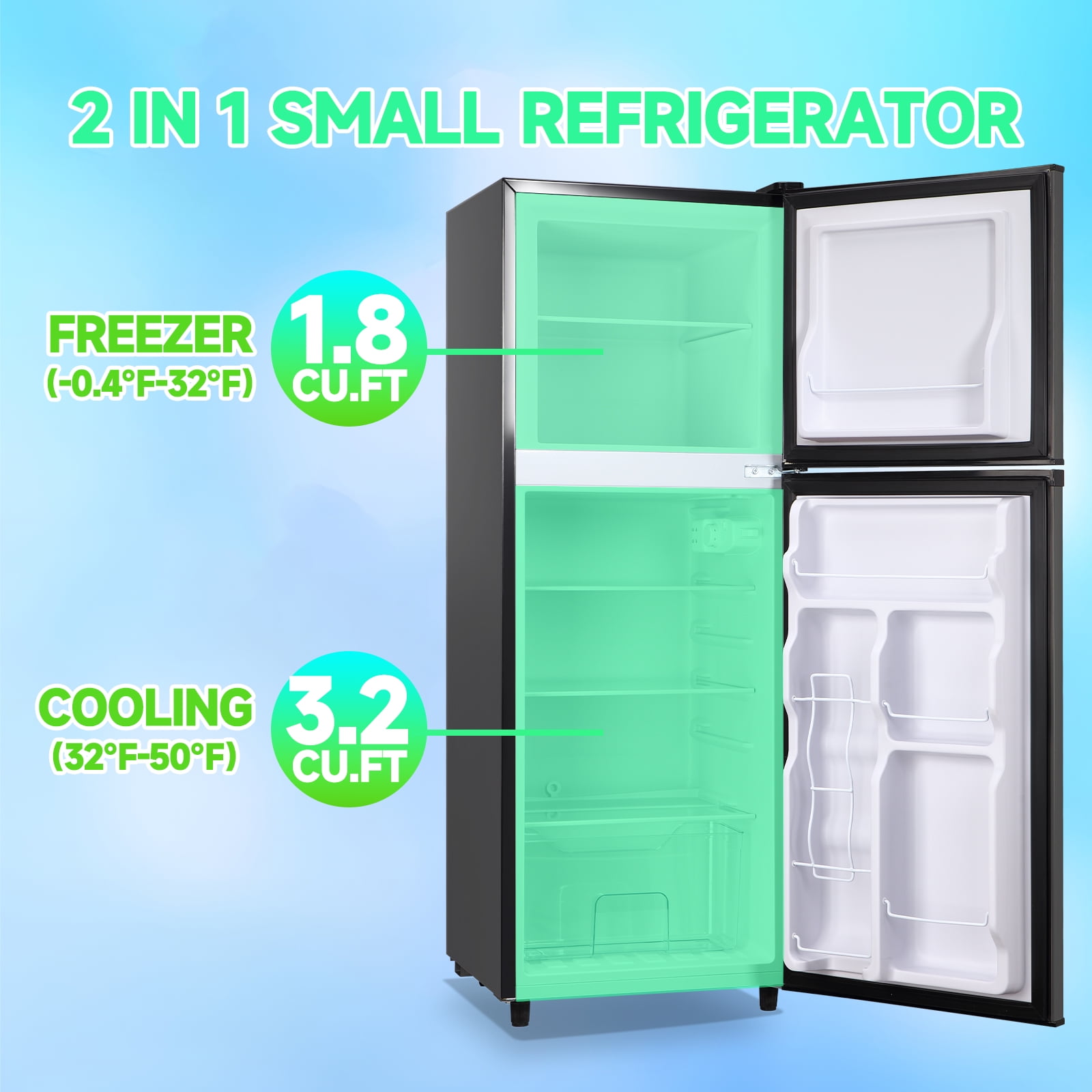 TACOOL5.0 Cu.ft Small Refrigerator Mini Fridge for Bedroom Drink Holder Large Capacity Suit for Home, Apartment, Office Dark Grey