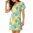 thumbnail image 2 of Balery Chemise de Nuit à Manches Courtes pour Femmes Motif Ananas Col Rond Mignonne Robe de Nuit Confortable Robe de Détente, 2 of 6