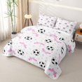 thumbnail image 3 of Homewish Pink Bowtie Soccer Twin Quilt Set, Cute Sport Twin Coverlet Set for Girls and Boys, 2 Pieces, 1 Comforter and 1 Pillowcase, 3 of 7