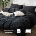 thumbnail image 2 of Ensemble de Housse de Couette en Coton Lavé Effet Lin Respirant Durable Doux Confortable (Lin Brun Gris Grand Lit), 2 of 6