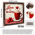 thumbnail image 3 of 2D Flat, 1Pc Wood Frame Sign Love-filled, Red Heart Coffee Cup, Vintage Hand-drawn Style Wall Art Paintings Ideal Gift For Valentine's Day, For Wife, Husband, Beloved, and Family Living Room Bed, 3 of 9