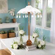 Koyal Wholesale 34 Balinese Umbrella Stand White Moroccan Style Tabletop Centerpiece Decor