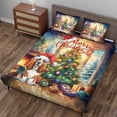 thumbnail image 3 of Merry Christmas Basset Hound Santa Hat Xmas Tree Winter Holiday Quilt Bedding Set Bassets Dog Breed Lovers Gifts Idea 1 Blanket Bed Cover 2 Pillowcases - 01013, 3 of 5
