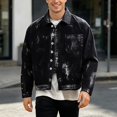 thumbnail image 2 of Men's Denim Jackets Lapel Button Down Outdoor Casual Long Sleeved Coat Soft Stretch Jean Jacket, 2 of 4