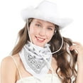thumbnail image 2 of Hat with Bandana and Heart Glasses for Women Girls Cowboy Accessory Enhancing Western Style Green, 2 of 3