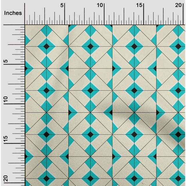 oneOone Cotton Cambric Fabric Diamond Geometric Print Fabric BTY 56 Inch Wide