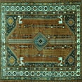 thumbnail image 1 of Ahgly Company Machine Washable Indoor Square Persian Turquoise Blue Traditional Area Rugs, 4' Square, 1 of 4