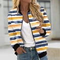 thumbnail image 2 of WAGUTH Womens Print Zip Up Bomber Jackets Plaid & Striped Pattern Long Sleeve Soft Lightweight Casual Jacket with Rib Trim, 2 of 6