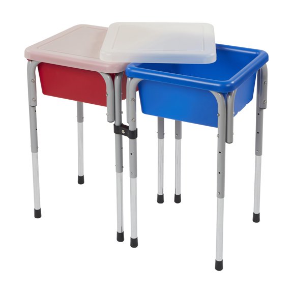Mesa sensorial Back2School Express doble con tapas azul/rojo