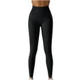 thumbnail image 2 of Leggings for Women Seamless Knit Lycra Solid Color High Waisted Tummy Lift Hip Yoga Pants Exercise Running Fitness, 2 of 7