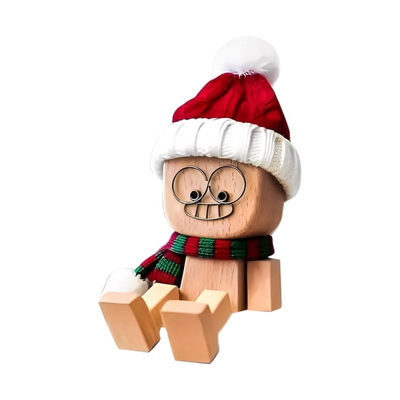 Shaking Wooden Man Figurine Funny Wobble Doll Kinetic Toy Nodder Bobblehead For Car Dashboard Desk Home Office Decoration Desk Decorations Khaki 1.5*1.2*2 In