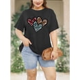 thumbnail image 3 of XCHQRTI Women Leopard Heart T-Shirt Plus Size Short Sleeve Graphic Shirt Valentine's Day Top, 3 of 7