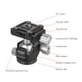 thumbnail image 2 of Cabeza esférica Andoer D-25C Mecanizado CNC Aleación de aluminio Cabezal de bola de doble muesca Mini cabezal de bola Centro de gravedad bajo para trípode Manfrotto Monopié para cámaras DSLR ILDC Capa Andoer  Cabeza de bola, 2 of 7