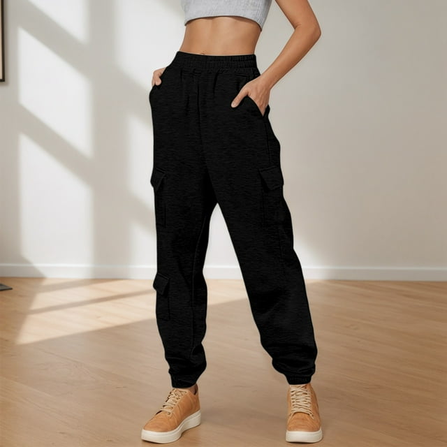 Women's Casual Pants Comfortable Drawstring Utility Joggers with Pockets Classic Long Length Trouser Design for Daily Wear