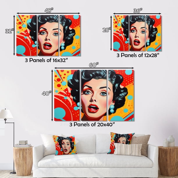 Designart Pop Art Oversized framed wall art decor, Pop Art framed
