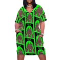thumbnail image 1 of Vestido playero holgado con bolsillos y subtítulos en japonés de chica anime con cabello color lima, ropa de verano para mujer., 1 of 7