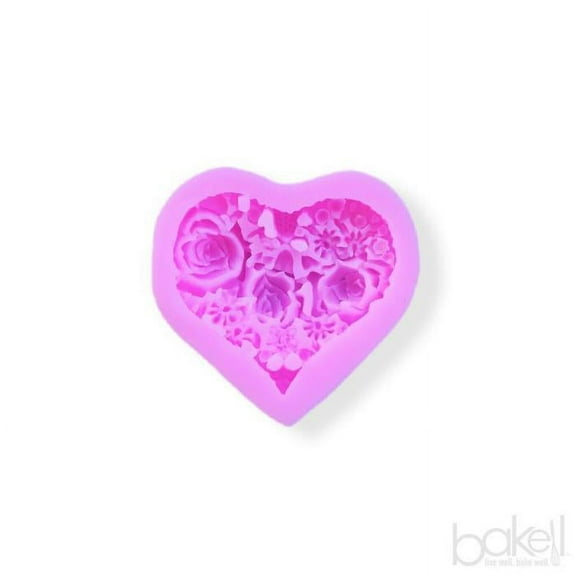 Roses and Heart Silicone Decorating Mold | Decorative Heart Pattern