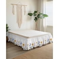 thumbnail image 2 of Pastoral Sunflower Bed Skirt Queen Size 18" Drop Farmhouse Floral Plants Leaf Ruffled Wrap Around Bed Skirts Adjustable Elastic Bedskirt Dust Ruffle for Queen Size Bed, 2 of 7