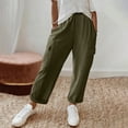 thumbnail image 2 of TaTaai Women Solid Color Loose Fit Cotton Linen Long Pants With Pockets Lightweight Breathable Machine Washable Non See-through Daily Dating Shopping Casual Wear Gift, 2 of 7