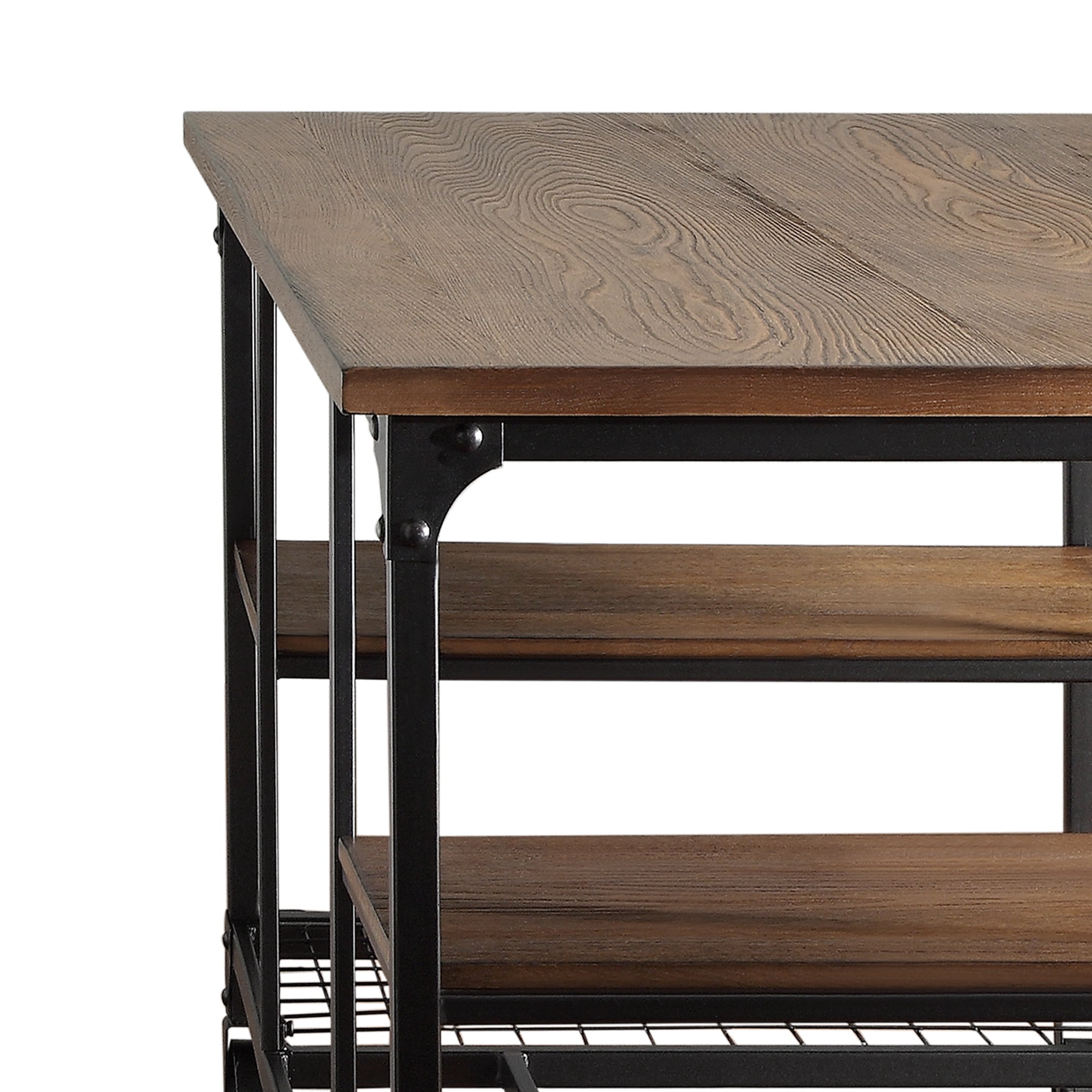Weston Home Avery Industrial Wood and Metal Writing Desk, Weathered Brown/Black Finish