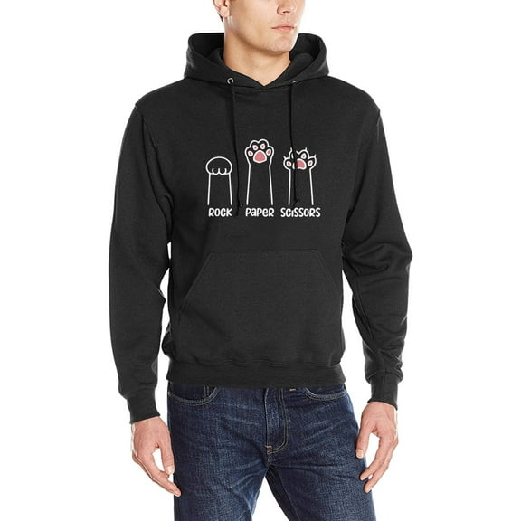 Unisex Graphic Hoodie Sweatshirt - Rock Paper Scissors - Black - Long Sleeve