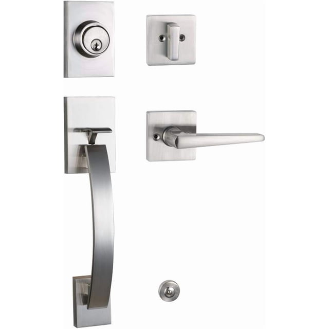 Poignée de Porte d'Entrée à Double Porte de Style Traditionnel avec Clé, avec Levier de Poignée, en Mat (Ensemble Clé et Factice) MDHSTDBSETBR